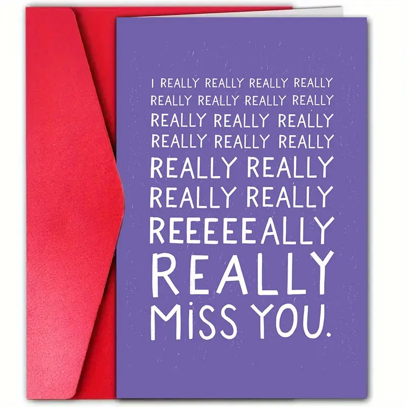 1pc Meaningful Miss You Greeting Card with Envelope, I Really Really Miss You Message Card, Sincere Love Friendship Card for Family Friends Lovers, Birthday Valentine's Day Thanksgiving Christmas Anniversary Holiday Gift