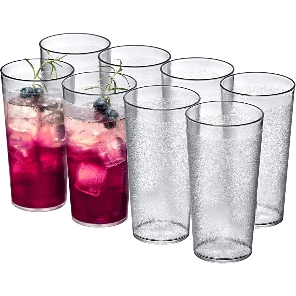 8pcs Set of Transparent Acrylic Drinking Glasses - Shatterproof, Heat-Resistant, Stackable Conical Cups with Smooth Edges, Suitable for Both Hot And Cold Beverages, Available in Multiple Sizes, Restaurants, Bars, Ktvs, Parties