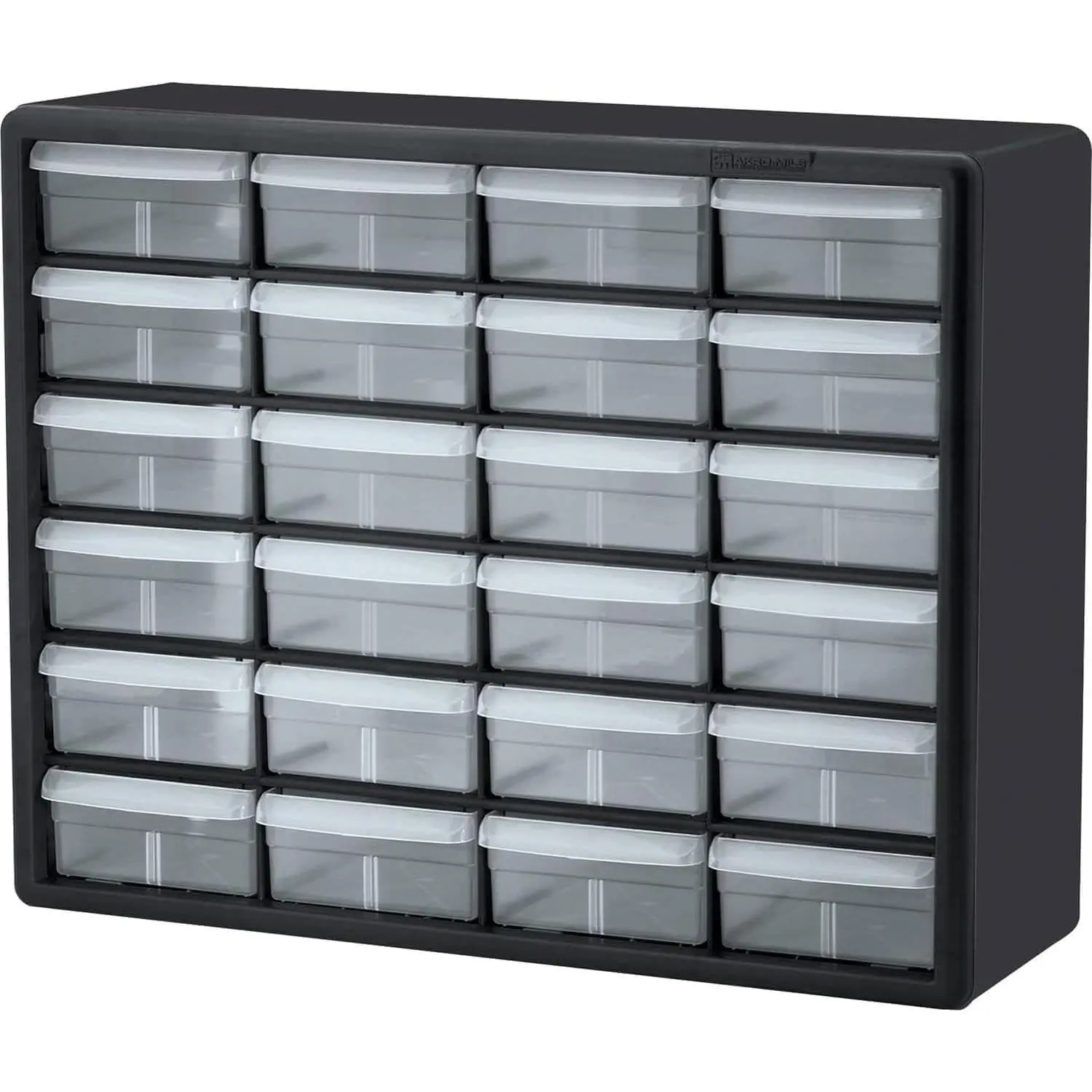 24-Drawer Plastic Drawer Storage Cabinet for Garage Organization, Bead Organizer, Building Bricks Storage, Teacher Toolbox, Makeup Organizer, 20" W x 6" D x 16" H, 10124 Black
