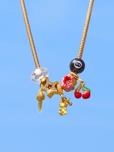 Cherry Charm Necklace, Renaissance Teddy Bear Pendant, Cherry 8 Ball Necklace, Rhinestone Star and Donut Ice Cream Fun Necklace, Vintage Necklace, Birthday Necklace