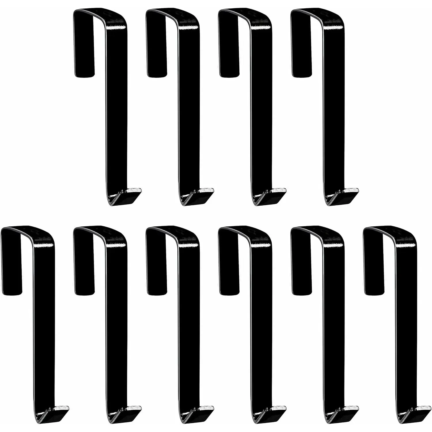 10 Pack Over The Door Hook, Sturdy Over Door Z-shaped Metal Hanger Heavy Duty Metal Hook Upgraded for , Towels, Clothes, Bags, Cubicle, Bathroom Use Fits 1 3/4 Inch Thick Doors (Black)