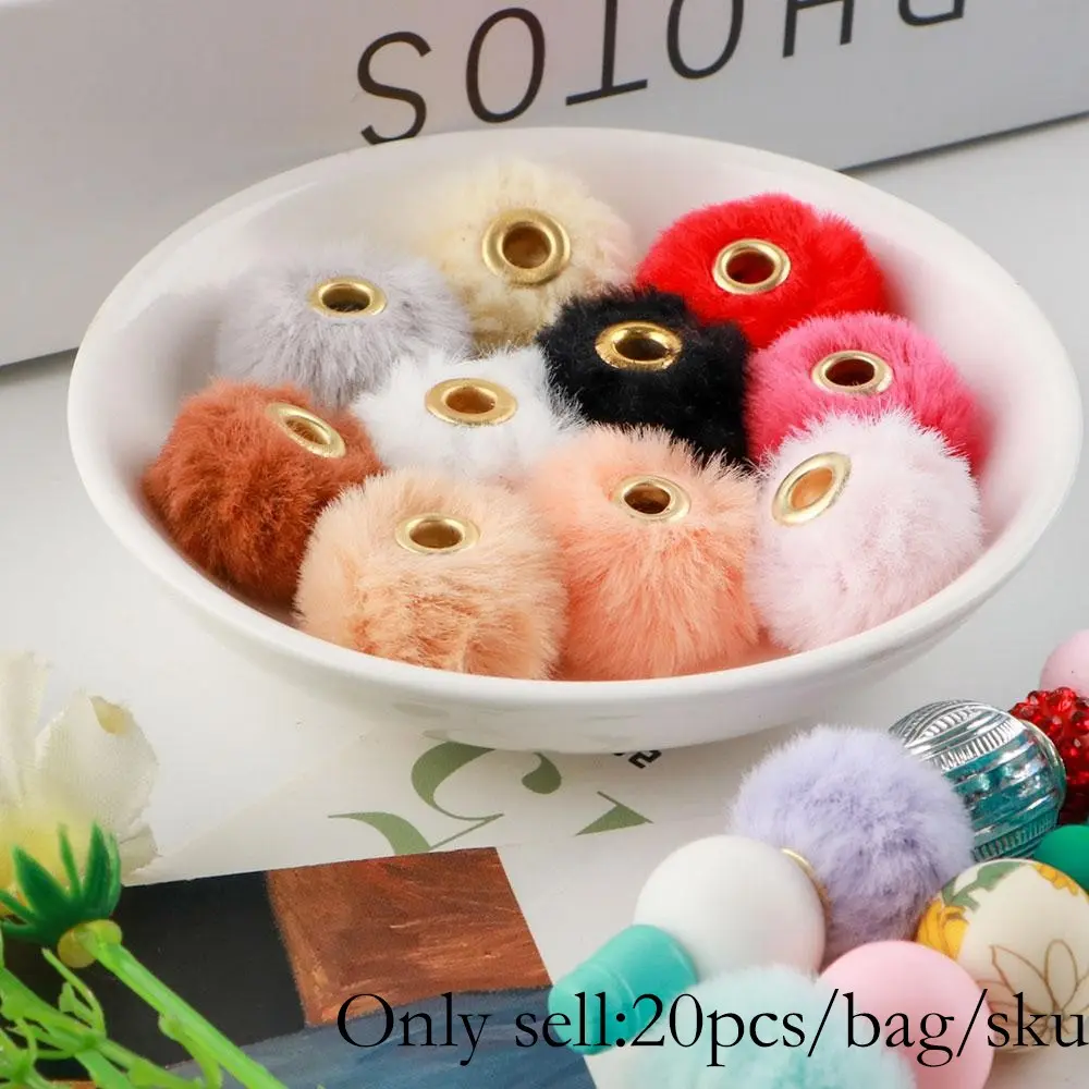 20mm Long Plush Ball Bead (20pcs/set), DIY Beading Kit for Holiday Decoration, Handmade DIY Beaded Pen Keychain, Beaded Tassel Charms, Diy Beading Accessories, Beads And Accessories