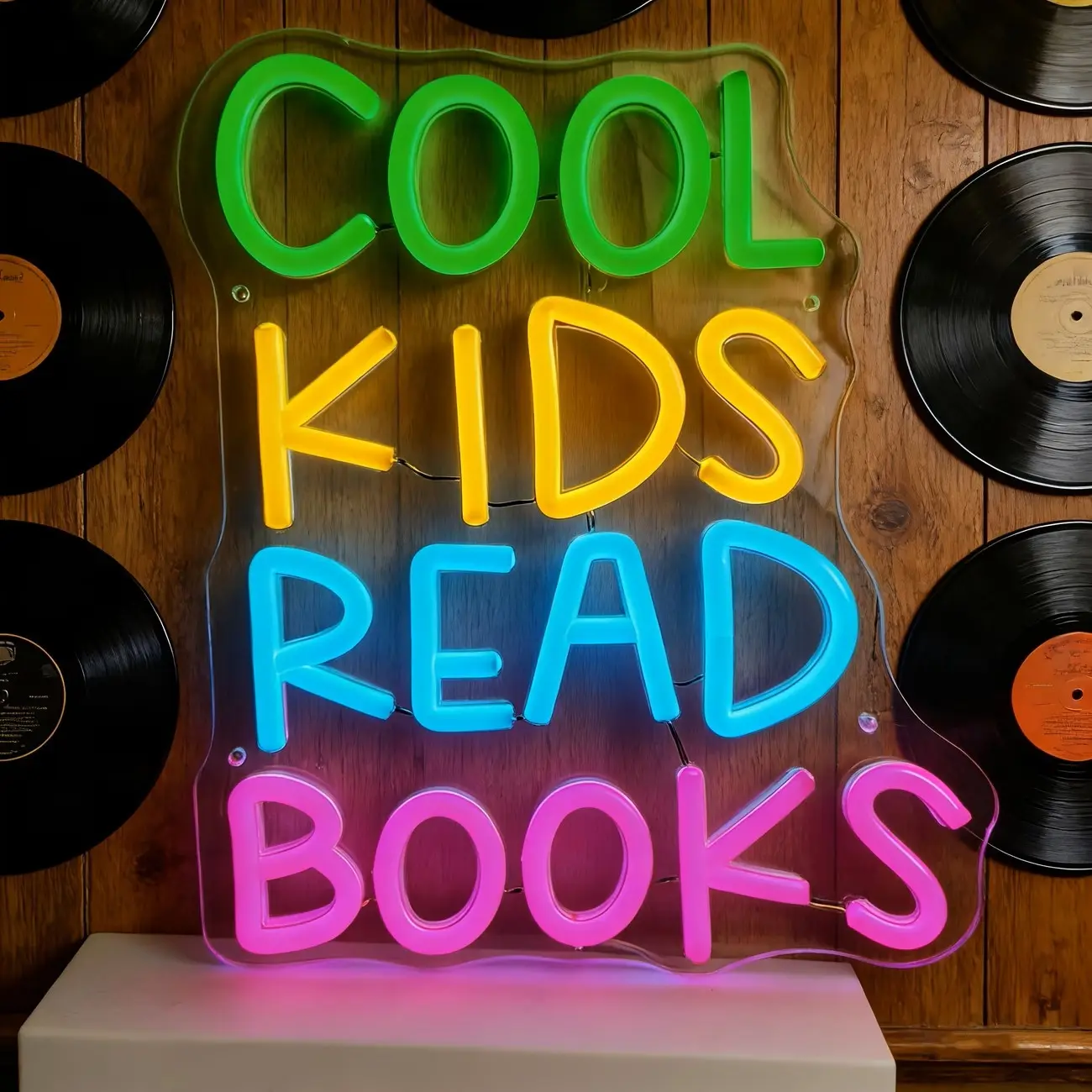 Cool Kids Read Books Neon Light, Acrylic Light, USB Powered, Online Switch, Perfect for Reading Time, Bright & Fun Lighting Solution