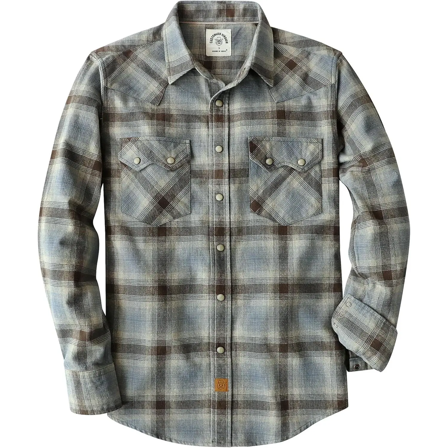 Dubinik® 6 oz Flannel Shirt for Men Western Long Sleeve Cotton Snap Cowboy| 100% Cotton, Soft, Plaid Design, Vintage, Casual, 2 Chest Pockets, Lightweight, Warm, Durable, for Daily Wear, Work, Outdoor