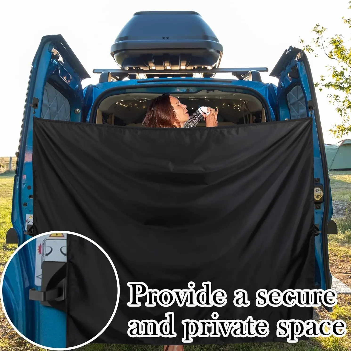 RV Barn Door Sunshade Curtain, Car Privacy Blackout Thermal Insulation Window Curtain for Front & Rear Seats, Multi-Purpose Vehicle Interior & Outdoor Shower Curtain