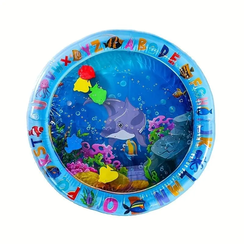 Interactive Water Sensory Pet Game Mat, PVC Pet Entertainment Pad, Splash-Proof Kick Toy, Floating Fish Design, Compatible with Tap Water
