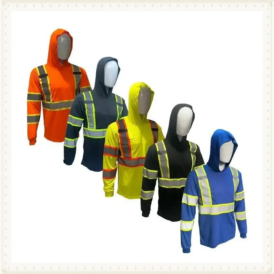 PACK SHIRT ST High Visibility Hoodie Long Sleeve Safety Shirt with hoodie Polyester Birdeye Mesh in various color��gift��Gift