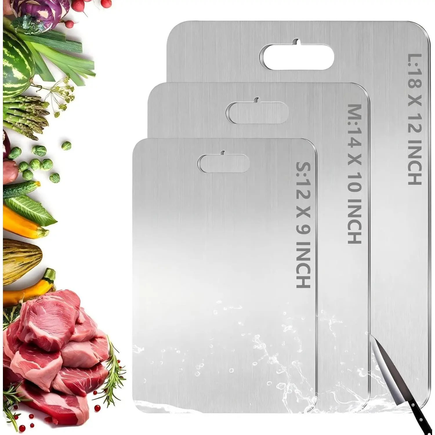 Titanium  Board,  Pure Titanium  Boards for Kitchen, Double Sided -Grade Chopping Board - Dishwasher Safe Easy to Clean (12"L x 9"W)