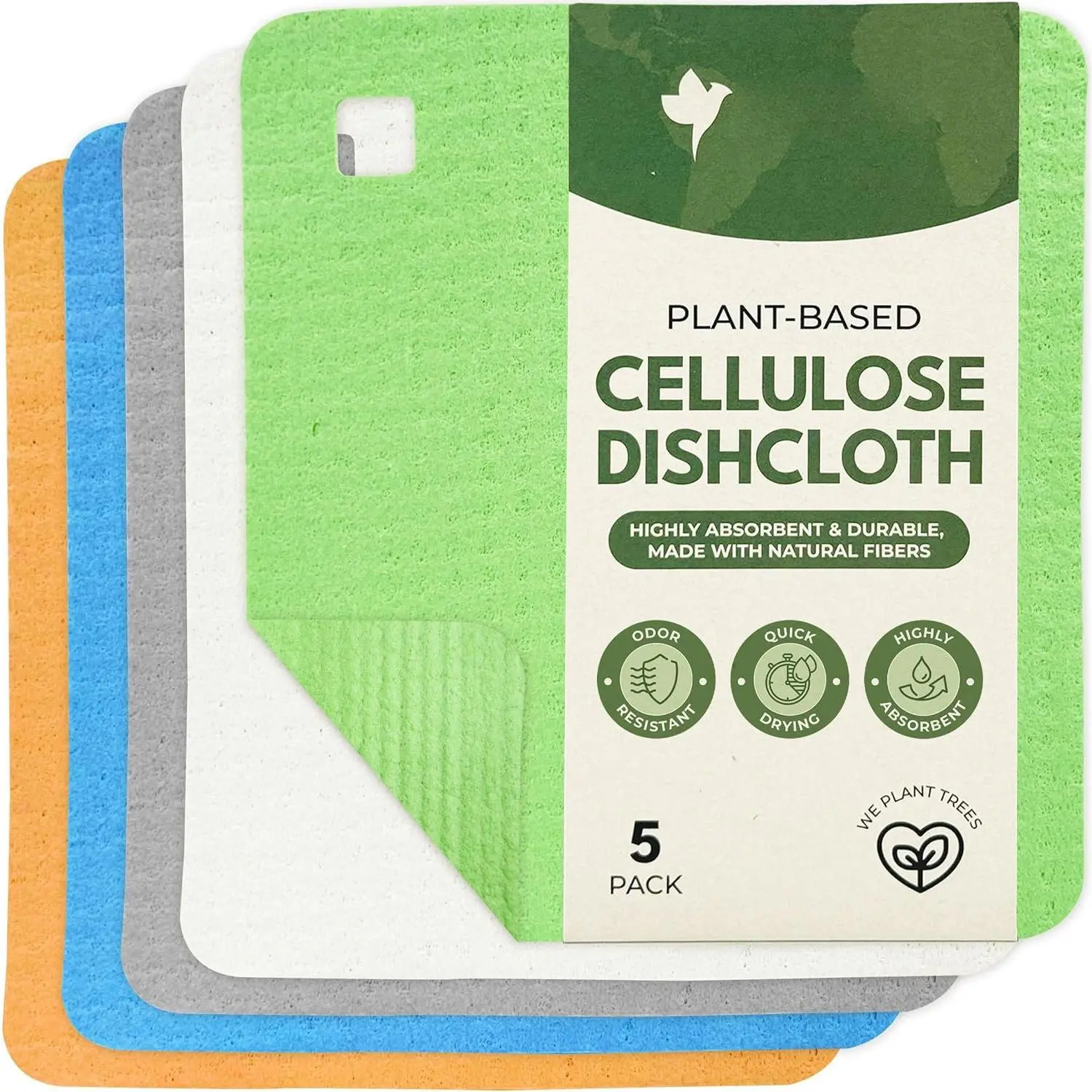 5 Pack Cellulose Swedish Dishcloths for Kitchen - Eco-Conscious  Dish Towels & Cloths - Super Absorbent, Odor Resistant and  Drying Wash Cloths for Dishes & Surfaces