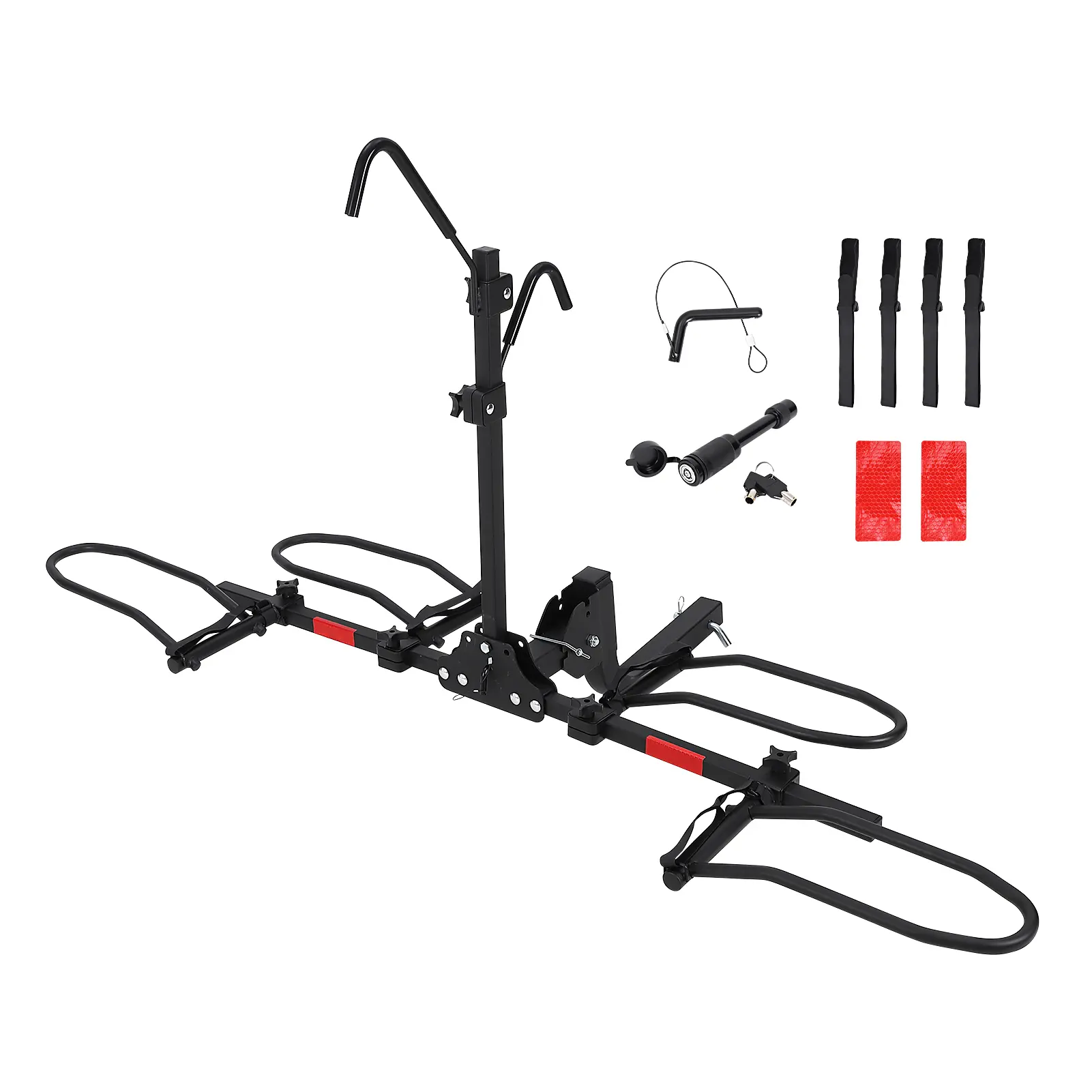 Heavy-Duty Steel Hitch Mount Bike Rack with Lock & Anti-Wobble, 2-Bike Platform Carrier for SUV/RV, 180lb Capacity for 2" Receiver Fat Tire Ebikes, E-Bike Haul
