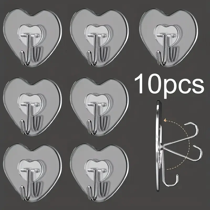 10/20/50pcs Strong Adhesive Hook, No Trace, No Need to Punch, Bearing Capacity, Kitchen Bathroom Wall Transparent Adhesive Hook, Utility Hooks