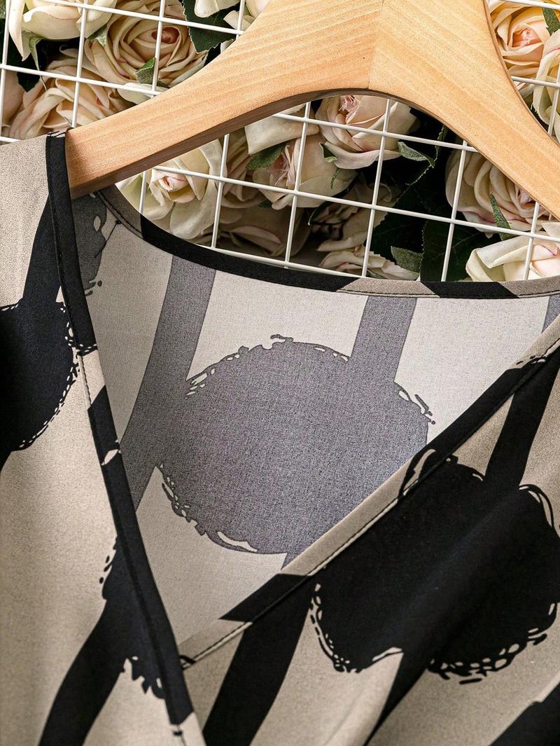 Dress A-Sleeve Lantern Solid Color a é Raffin SHEIN