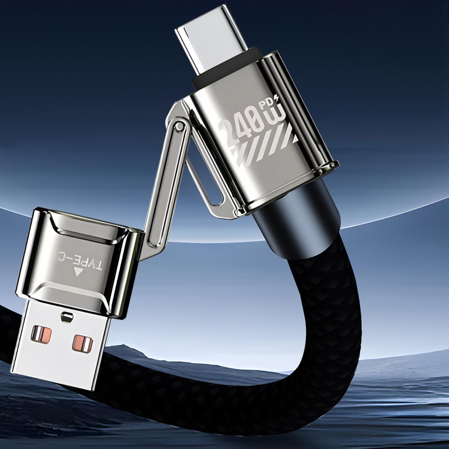 240W 4-in-1 Fast Charging Data Cable, Multifunction Cellphone Charging Cable Compatible with Type-C & iOS Devices, Phone Accessories #GLOBAL PICKS
