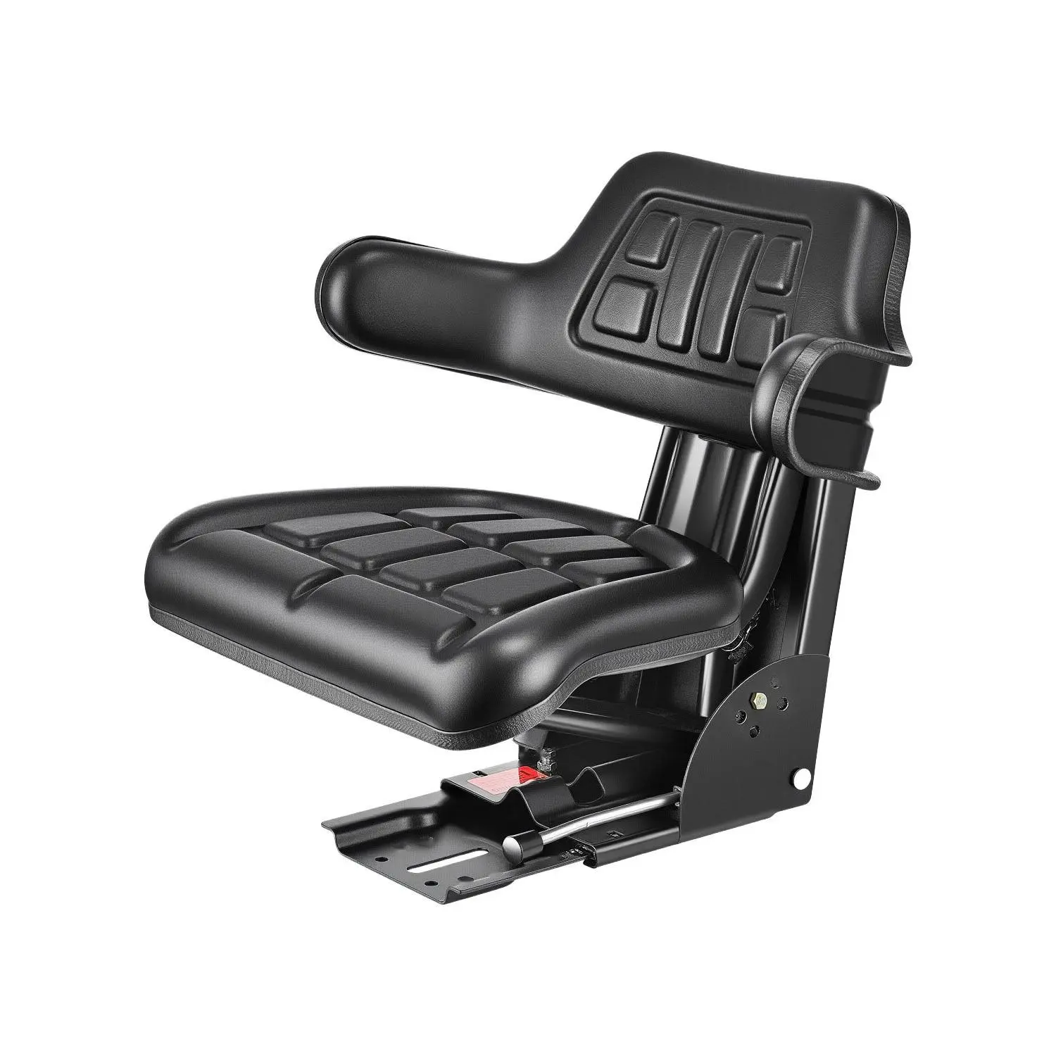 Forklift and Tractor Seat, Heavy Duty PVC Leather with Adjustable Suspension, Waterproof Waffle Pattern, Ergonomic for All Seasons Lawn Care & Jubilee Models, Gardening, Polyurethane Foam, 8N, Universal Fit, Unisex, Shock Absorbent, Agricultural Work
