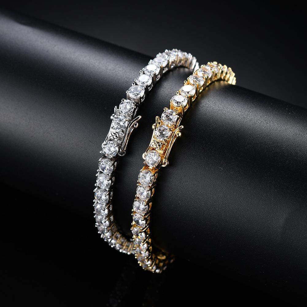 Moissanite Tennis Bracelet, Fashion 10.5-14 Karat Lab Simulation Diamond Bracelet, Women's 18K White Gold Plated 925 Sterling Silver Men's Bracelet 4mm D Color round Cut Bracelet, Women's Men's Jewelry Gift, BraceletFashion