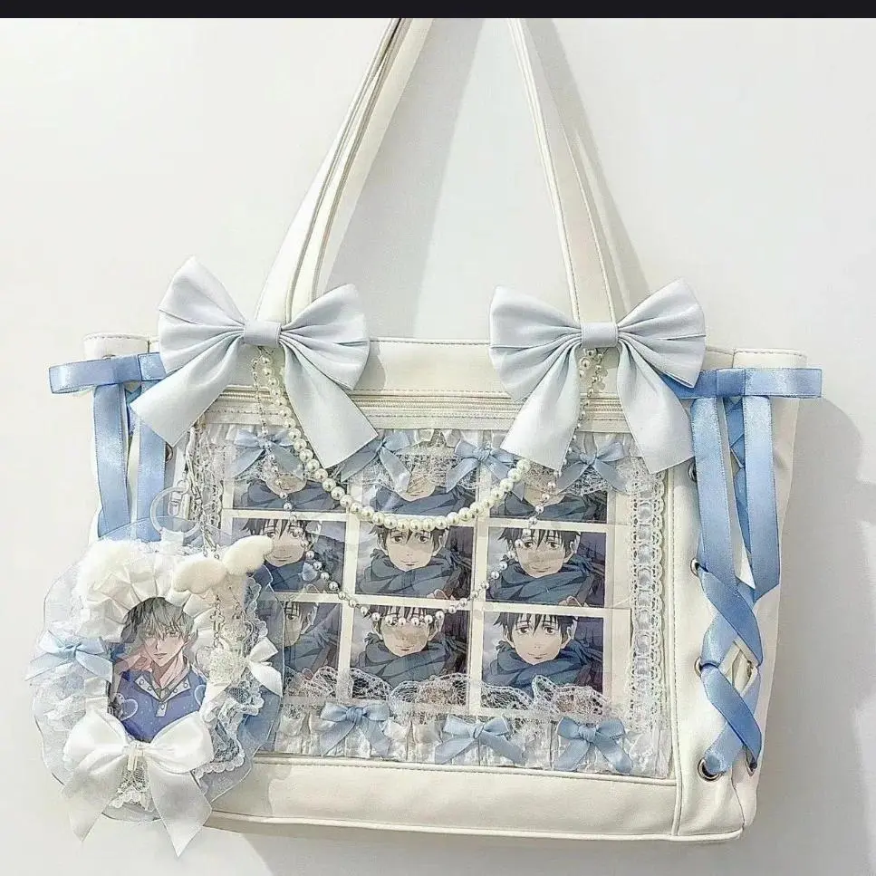 New Y2K Sweet Lolita Pink Ita Bag Women Japanese Transparent Large Capacity Tote Bag Ladies Harajuku Kawaii Handbag Aesthetic