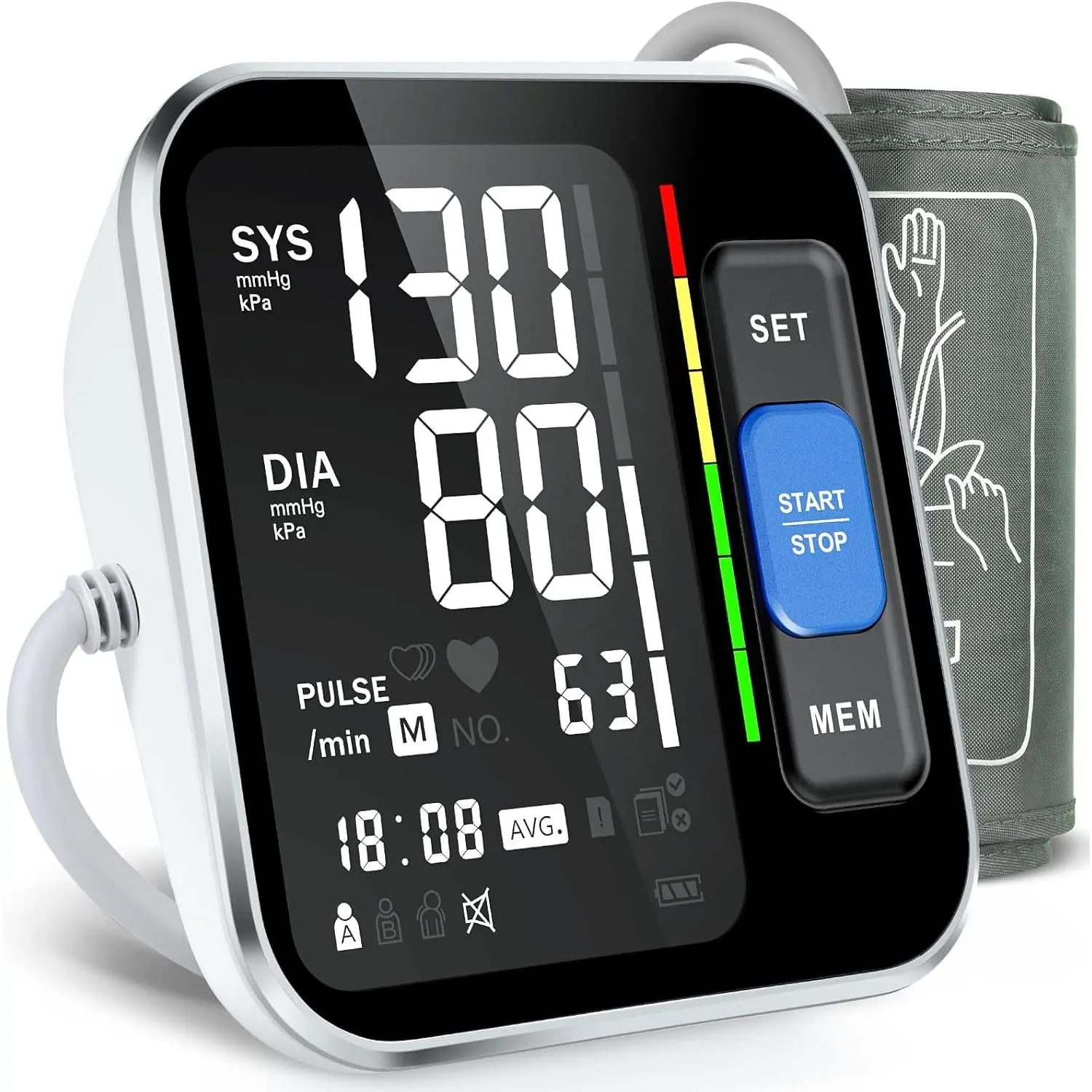 Blood Pressure Monitor for Home Use, Upper Arm Digital BP Machine with Large Backlit Display, Adjustable Cuff 8.7"-15.7", Heart Rate Detection, 2 Users Memory with Carrying Case