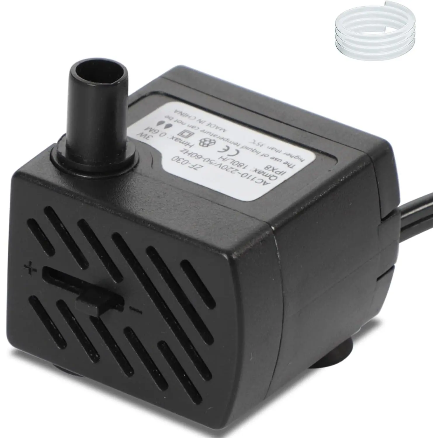 50 GPH Small Water Pump for Fountain, Aquarium, Fish , Hydroponics | , 2 ft high Lift, Adjustable Flow, with Tubing
