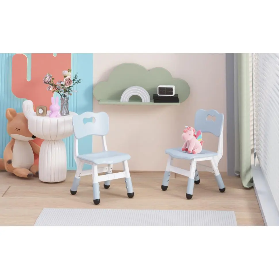 Adjustable Kids Chairs Set of 2 – Ergonomic Design, 3 Height Levels, Lightweight Plastic, Indoor/Outdoor, Ages 2-8 – Ideal for Home, Family, Study Room, Nursery, Daycare – Grey
