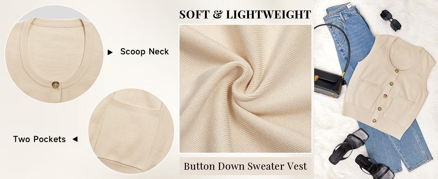 Imily Bela Womens Sweater Vest Summer Ribbed Tank Tops Sleeveless Button Down Shirts Scoop Neck Top for Women