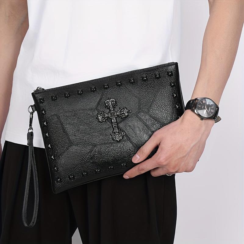 New style men's bag, fashionable and versatile women's bag, rivet envelope clutch, small bag, large capacity hand-held bag