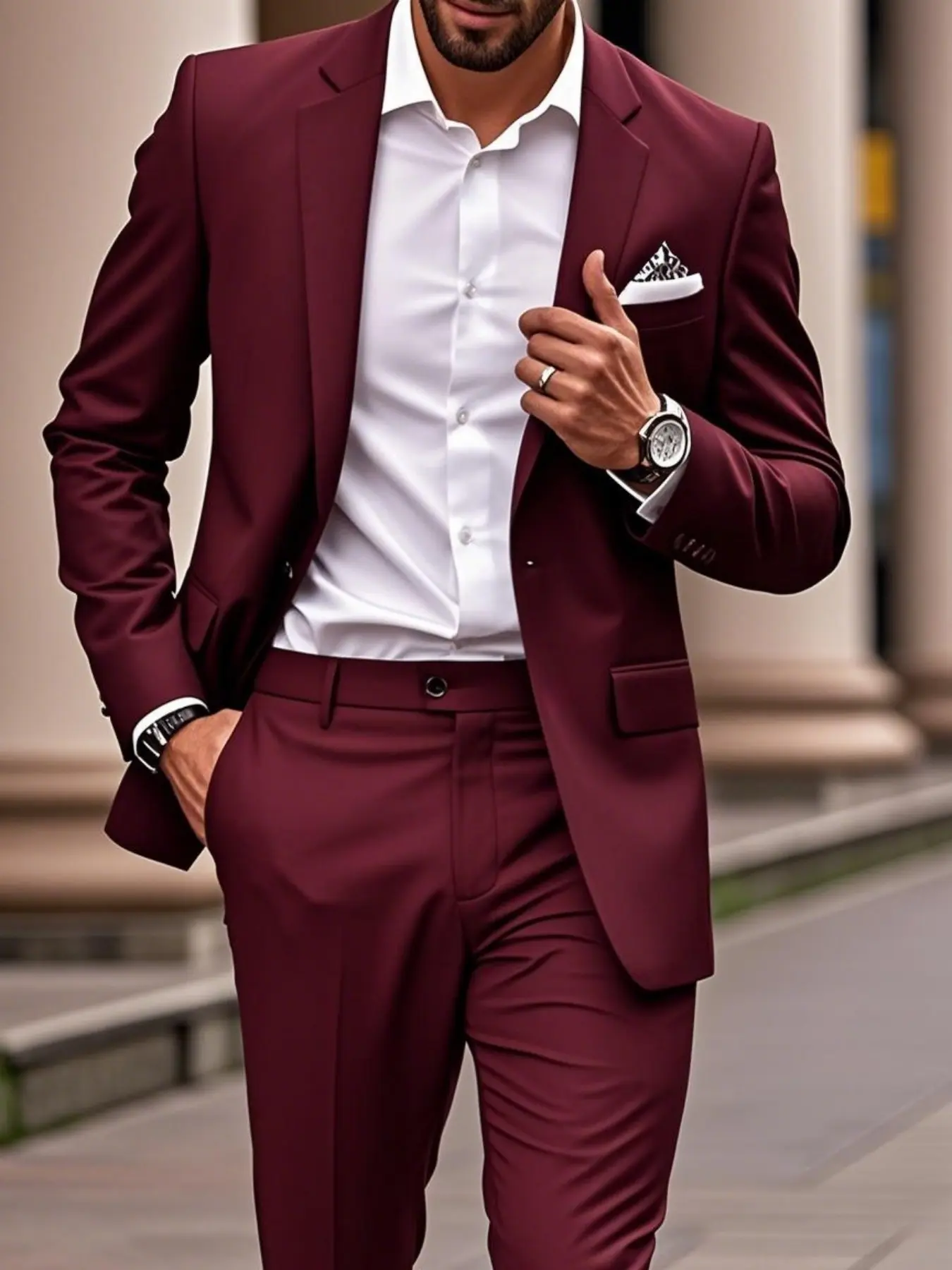 2pcs Men's Wedding Essential Formal Blazer Suit Set, Slim Jacket & Trousers, Perfect for Groom, Groomsmen, Party And Prom