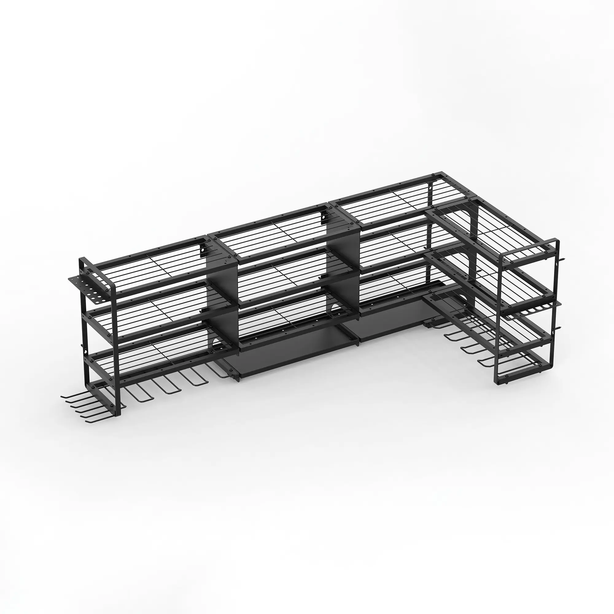 67" Wall-Mount Power Tool Organizer Shelf - 4-Tier Heavy-Duty Garage Storage Rack, Holds Up to 1000 lb - 8 Wireless Drill Holders, 80-Tool Capacity w/ Hardware