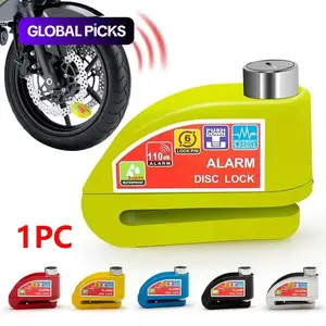 Motorcycle and Bicycle Disc Brake Lock with Alarm, Round Aluminum Alloy Anti‑Theft Lock, Secure Lock, Security Protection Accessory for Bikes and Motorcycles #GLOBAL PICKS