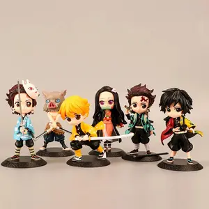 6pcs Demon Slayer Figure Set Kimetsu No Yaiba PVC Q Posket Tanjirou Nezuko Agatsuma Kids Toys Gift In Stock