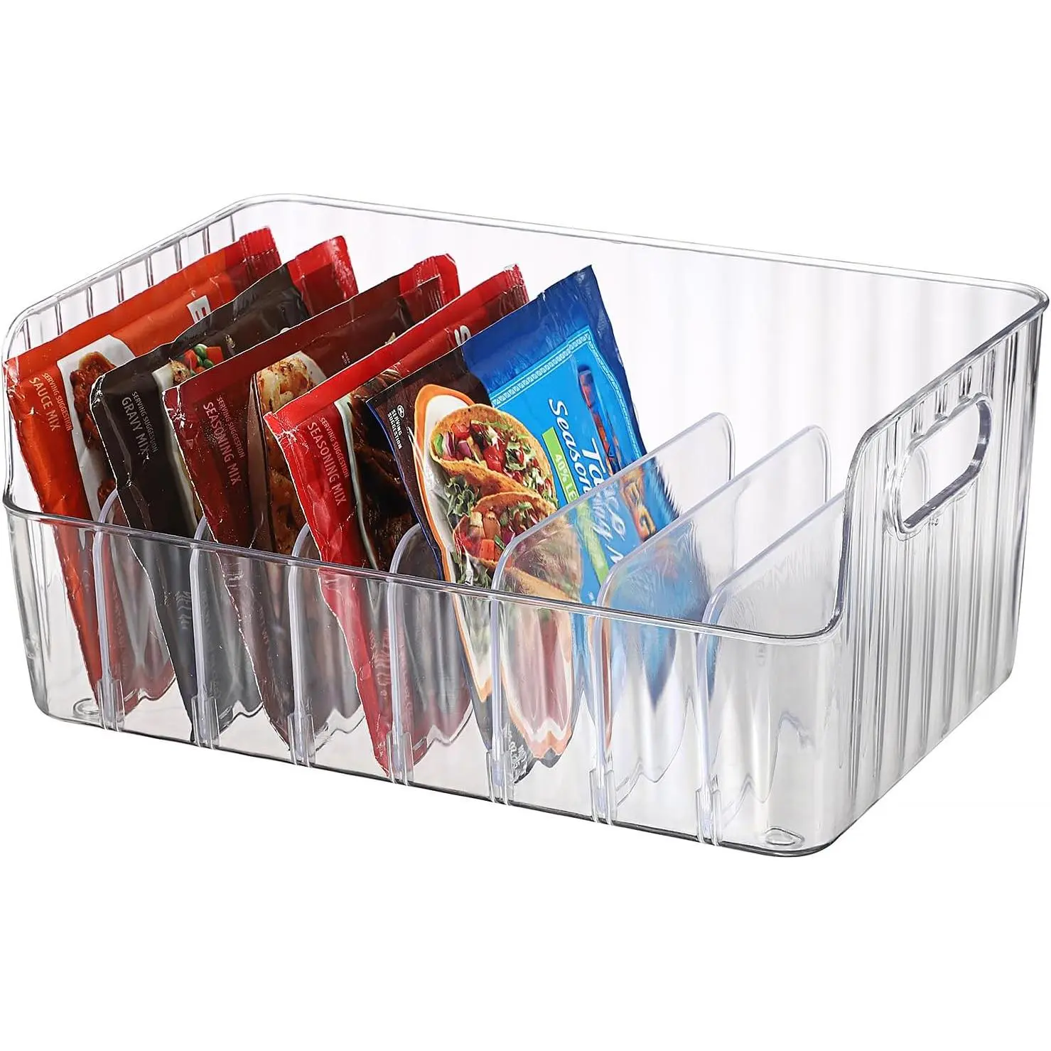 Seasoning Packet Organizer, Food Storage Organizer with Divided 8 Removable Compartments, Plastic Storage Caddy  Kitchen Pantry Cabinet, Kitchen Organization Bin  Snacks Spice Packets