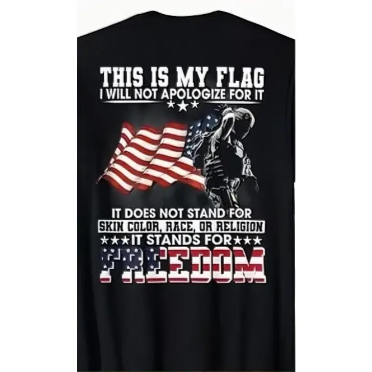 American Flag Freedom Graphic T-Shirt, Patriotic "This Is My Flag" Quote Outfit, Comfort Cotton Oversized Tee, Fashion Casual Top, Perfect Gift for Him, Her, Veterans, Patriots, Fourth of July, Birthday, Valentine's Day Gift