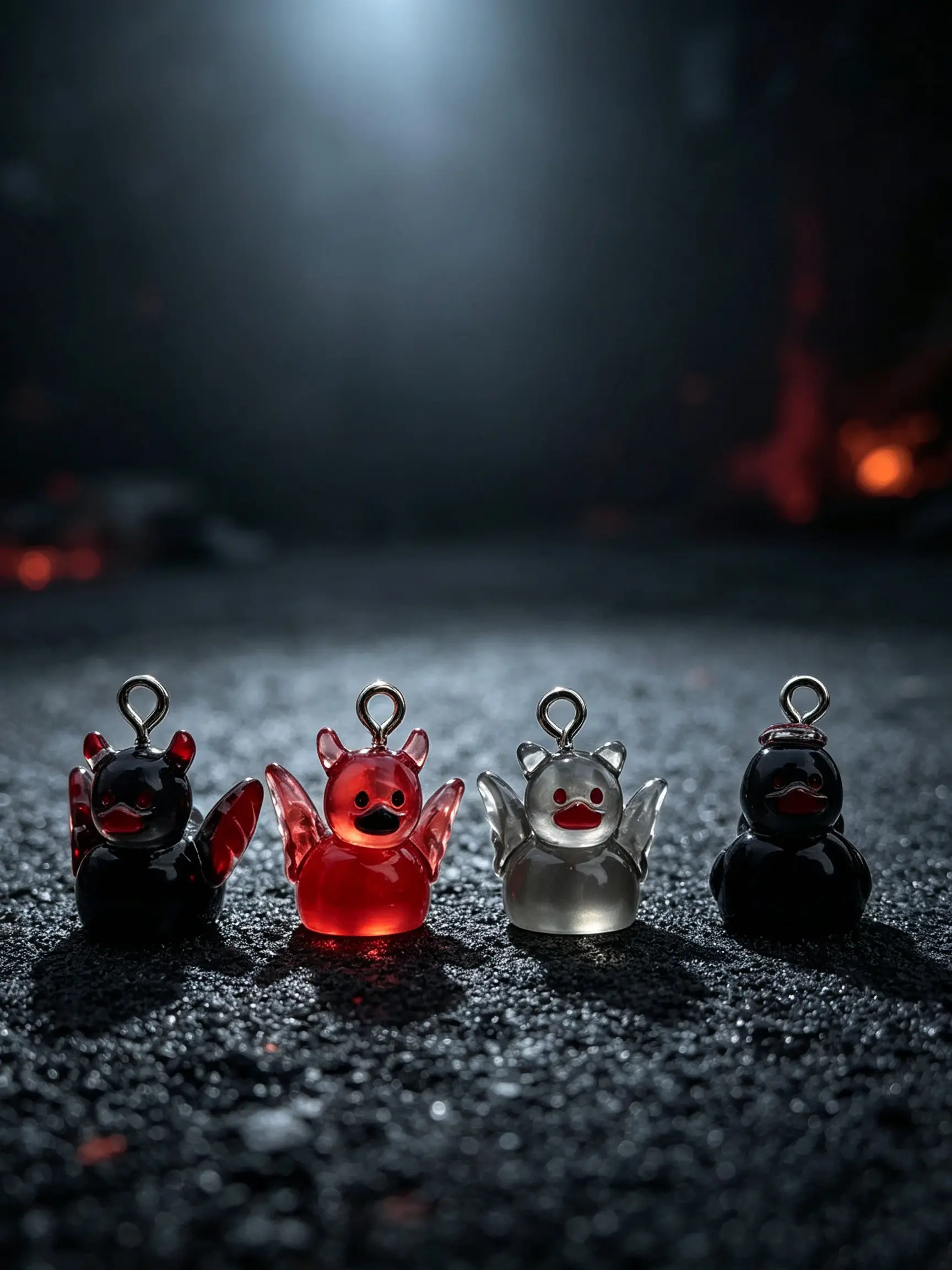 10pcs Mini Devil Angel Duck Resin Charms, Gothic Transparent Duck Pendant, DIY Earrings Keychain, Halloween Cartoon Duck Accessories Gift
