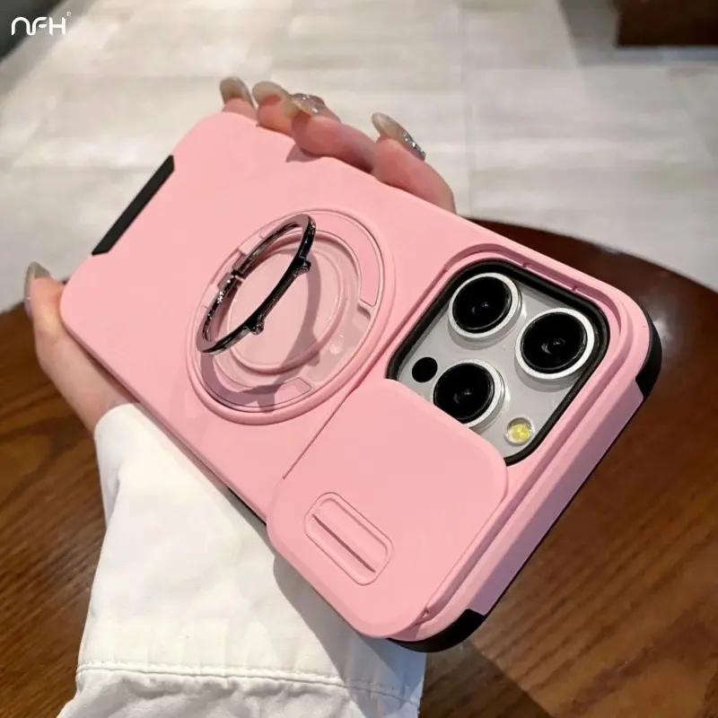 For iPhone 17 Pro Max Luxury Magsafe Charger Magnetic Holder Stand Case On For iPhone 17 16 15 14 13 12 11 Pro Max Plus 17Air 16E Lens Protective Covers