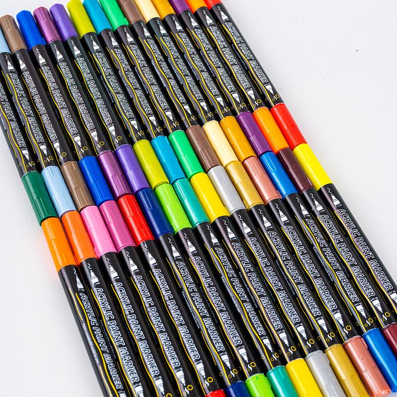 72 Colors Acrylic Paint Marker Pen Set, 1 Set Double-ended Acrylic Paint Marker Pen, Art Drawing Supplies for DIY Rock, Wood, Canvas, Stone, Ceramic, Acrylic Drawing Markers