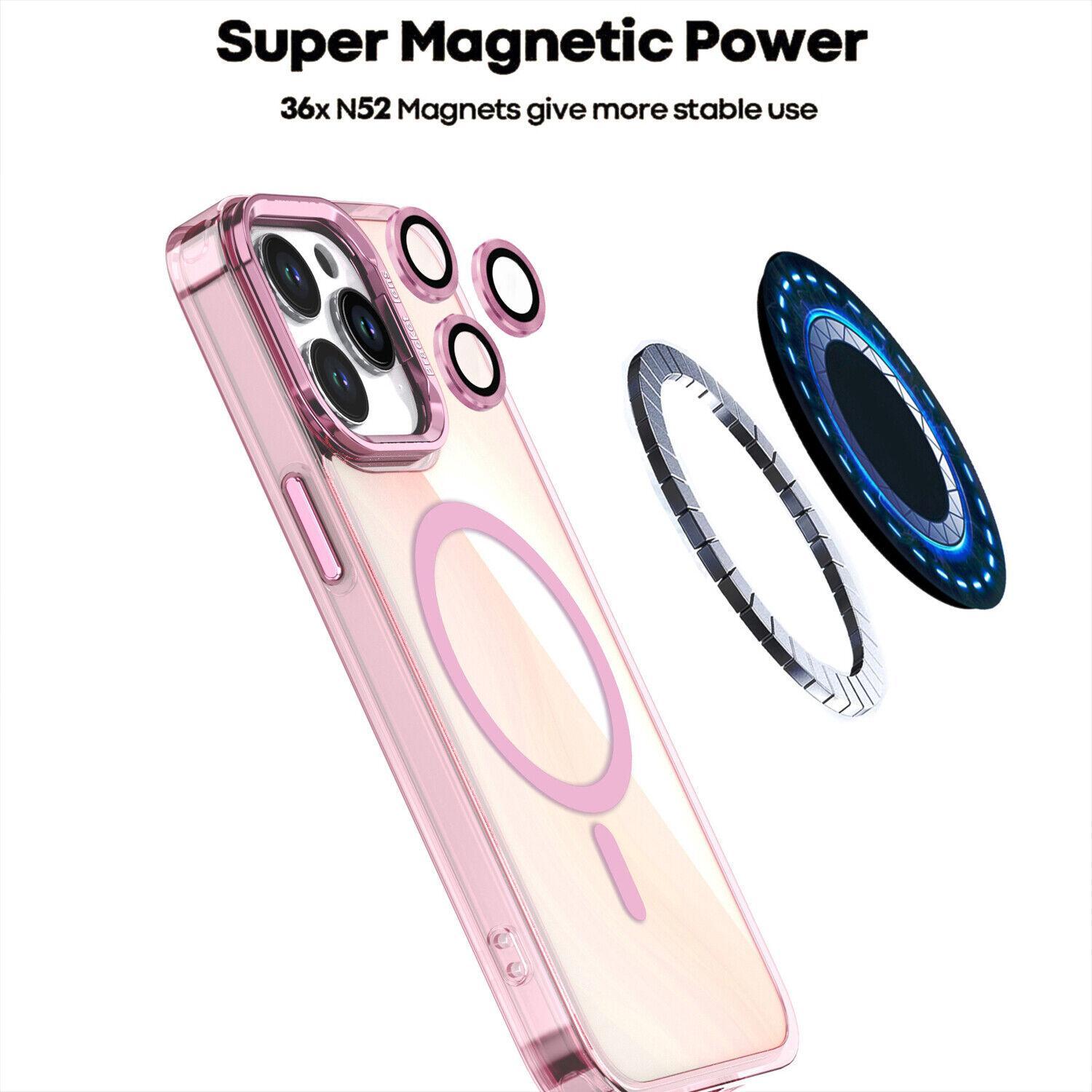 Oceantree For iPhone 17 16 15 14 13 Pro Max Gradient Laser Case Magnetic Camera Stand Cover Translucent Matte Case  Mag Safe with Camera Lens Glass Protective Cover Aluminium Protection Shockproof Wireless Colorful Protector #MothersDayGift#SummerVibes