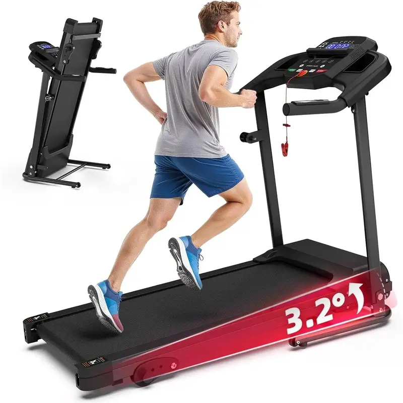 Portable Walking Treadmill - Compact Folding Home Gym Exercise Machine with 2.5HP Quiet Brushless Motor, 3-Level Incline, 7.5 MPH Speed, Shock Absorption, Space-Saving Design for Running & Walking, Unisex, Led Display