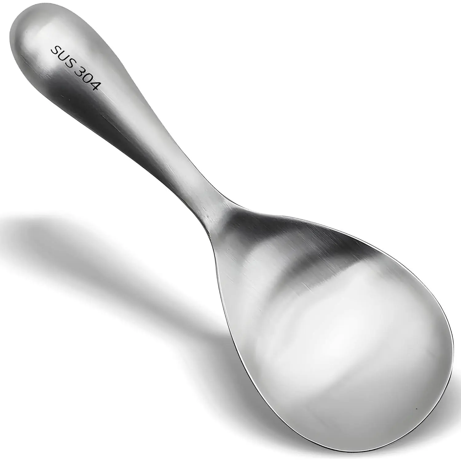 Thickened Rice Spoon Rice Cooking Spoon Rice Paddle Spoons, Non Stick 304 Stainless Steel Rice Serving Spoons Kitchen Rice Scooper Rice Spatula  Masher Soup Scoop (1Pc, Matte)