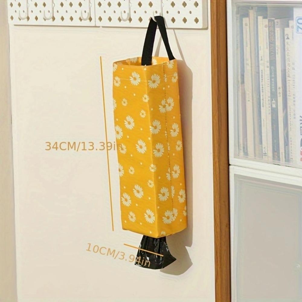 Random Color Daisy Pattern Hanging Garbage Bag Storage Bag 1PC Space-Saving Wall-Mounted Holder Organizer Portable Waterproof Plastic Dispenser for Home Kitchen Bathroom Office Practical Household Accessories