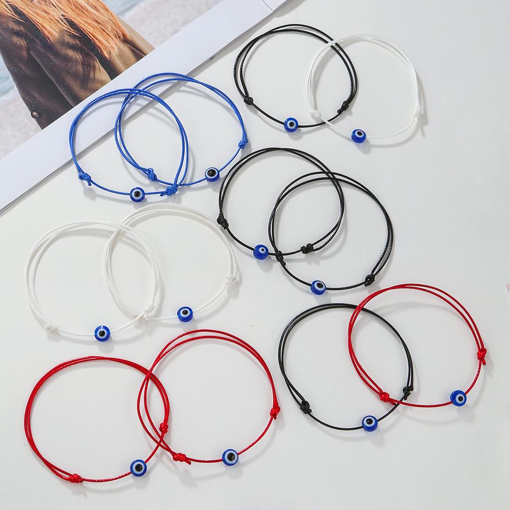 Vintage Colorful Rope Handmade Braided Bracelet, Boho Lucky Charm Protection Bracelet, 2 Pieces Matching Set for Couples Best Friends Friendship, Adjustable Waterproof Wristband for Women Men, Stylish Stackable Jewelry Gift for Birthday Valentine's Day An