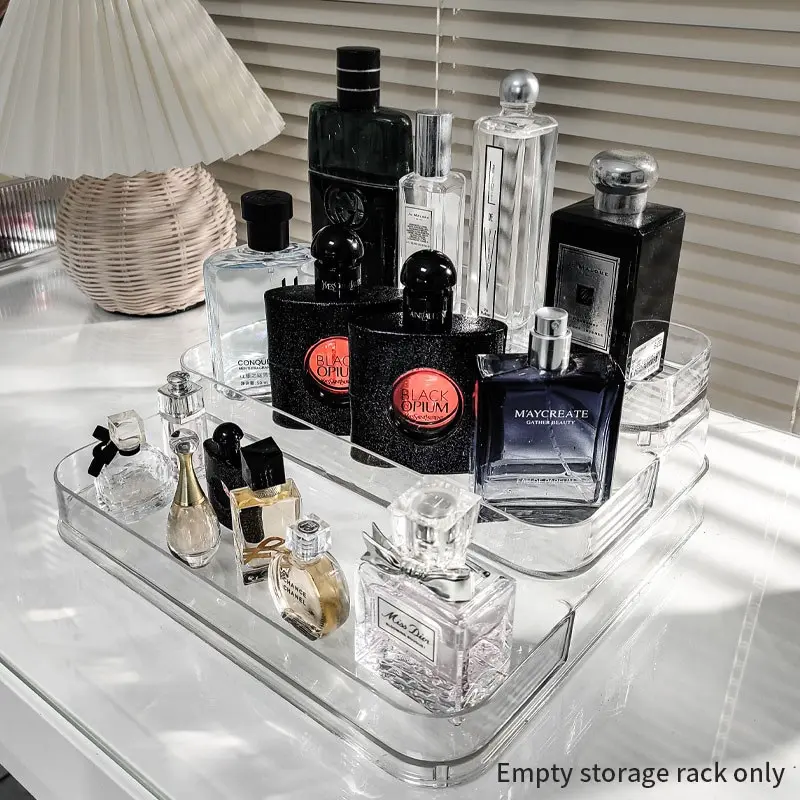 Three-Tier Perfume Organizer Rack, Transparent Stable Shelf, Skincare Body Lotion Display Stand, Fragrance Supplement Bottle Holder, Kitchen Bathroom Counter Cabinet