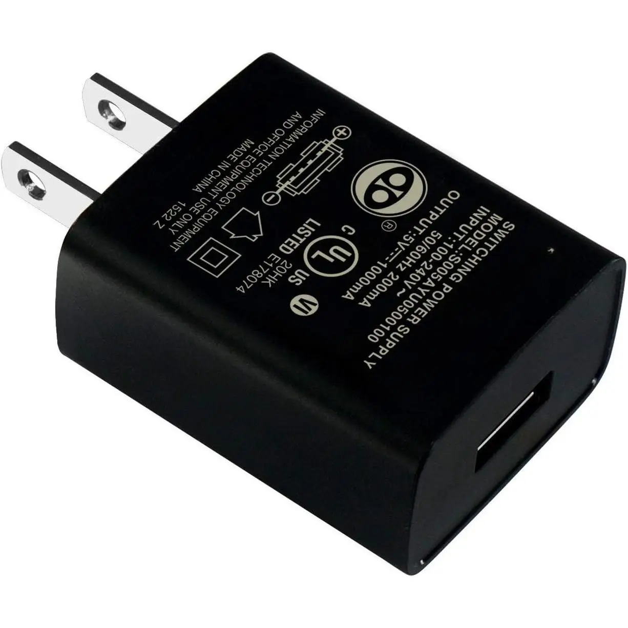 UL Listed 5V 1A USB Wall Charger, Single-Port USB-A Power Adapter | 100-240V Input | Overcharge, Overcurrent & Overheat Protection | For Phones, Cameras, E-Readers, Headphones &