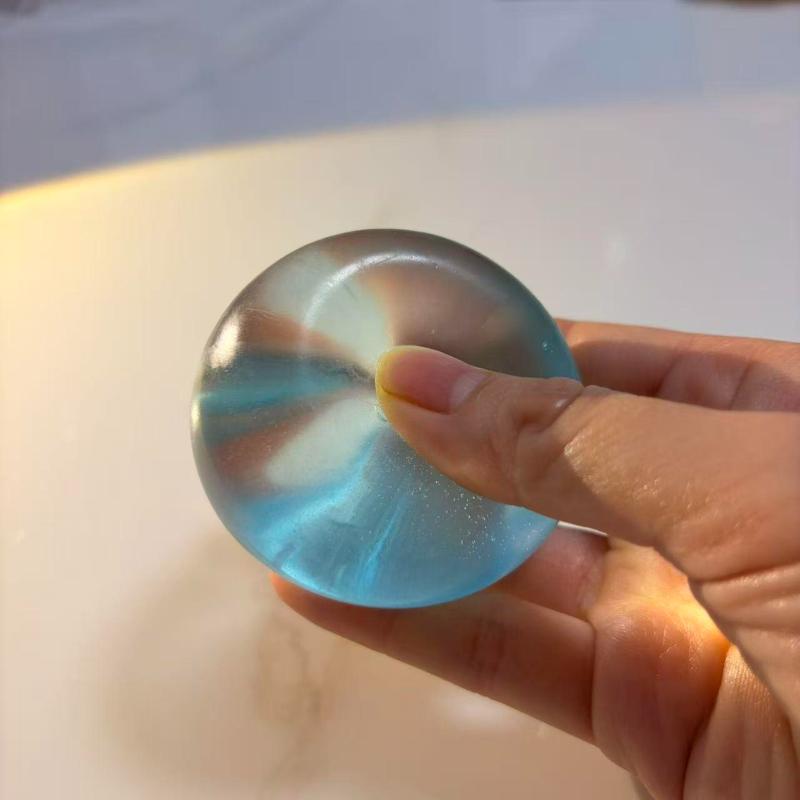 Clear Blue Simulated Maltose Squishy Soft Squeeze Slow Rising Anti Stress Sensory Toy