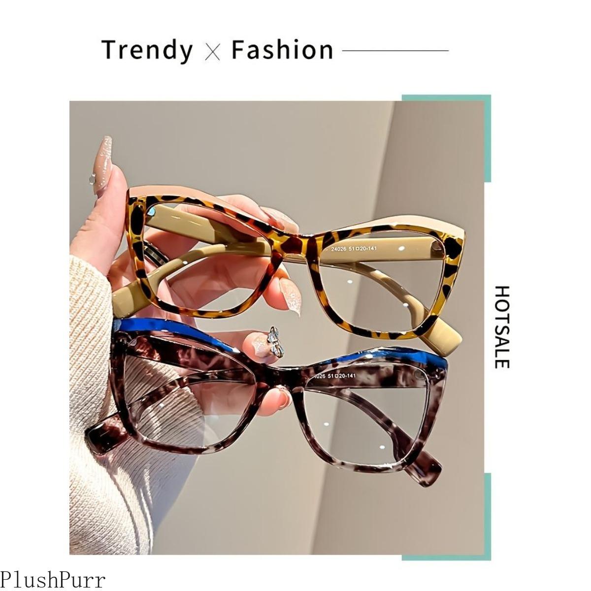 Chic Cat-Eye Blue Light Blocking Glasses, Retro Tortoiseshell Design, Full-Rim PC Frame, Fashionable Computer Eyewear for Women