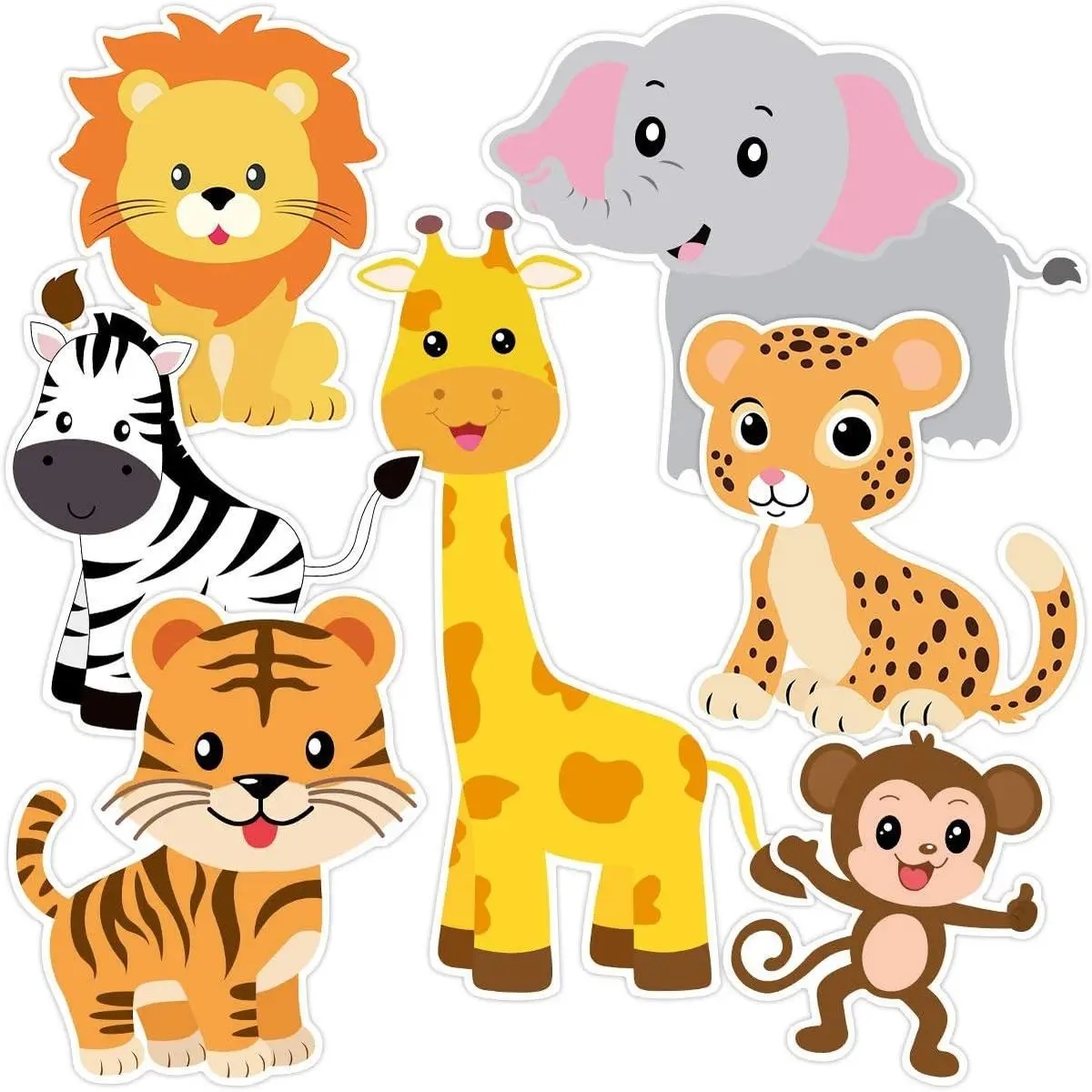 Zoo Animals Cutouts Safari Jungle Cardboard 21 Count | Baby Shower, Birthday Party, Bulletin Board Decorations