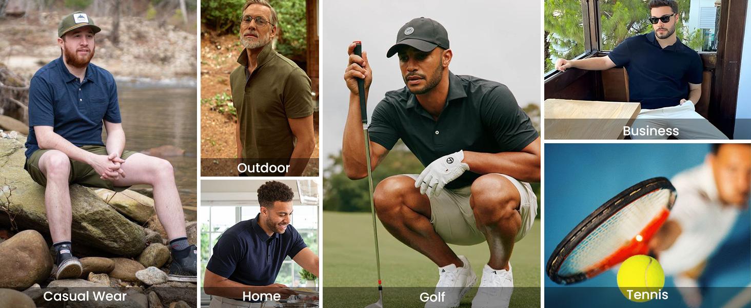 Men Polo Shirts Short Sleeve Quick Drying Athletic Collared Golf Shirts Moisture Wicking Tees