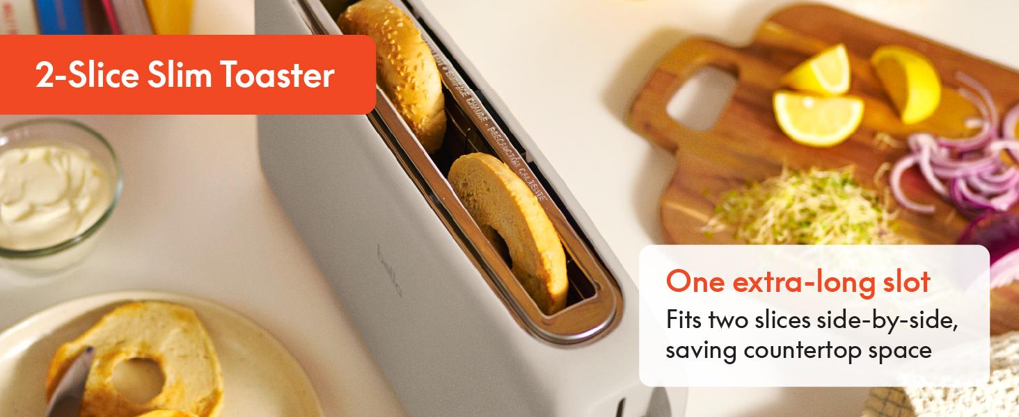 2-Slice Compact Fit Modern Toaster, Plastic/Steel Kitchenware, 6-Setting Shade Control, Reheat & Cancel Buttons, 10" Long Slots for Sourdough, Anti-Jam, Auto Shut Off, 900-Watt, Oatmilk Compatible 2-Slice Compact Fit Modern Toaster, Plastic/Steel Kitchenware, 6-Setting Shade Control, Reheat & Cancel Buttons, 10" Long Slots for Sourdough, Anti-Jam, Auto Shut Off, 900-Watt, Oatmilk Compatible