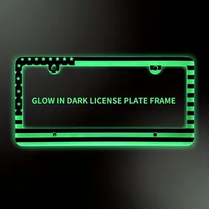 Glow in dark license plate frame us flag(Absorbs Sunlight Outdoors During The Day, Self Illuminating At Night), for decoration.