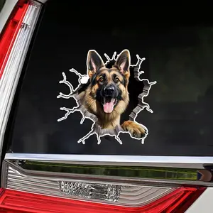 Large 19.05cm German Shepherd Car Sticker, Fun Transparent PVC Material, Men's Trendy Creative Emoji Sticker, Suitable for Car Windows