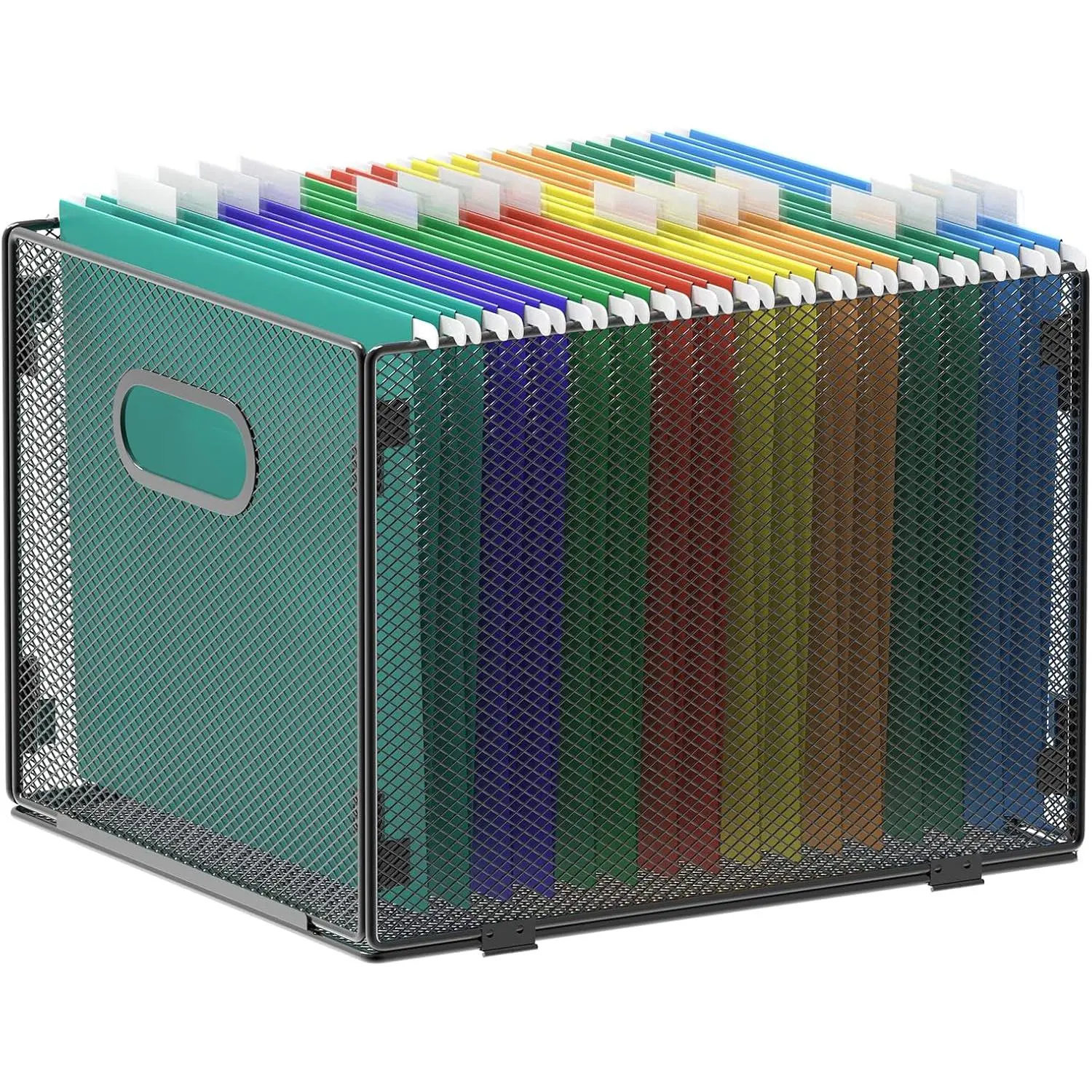 Mesh Hanging File Organizer - Letter-Size Insert Storage Crate for Home/Office File Cabinets