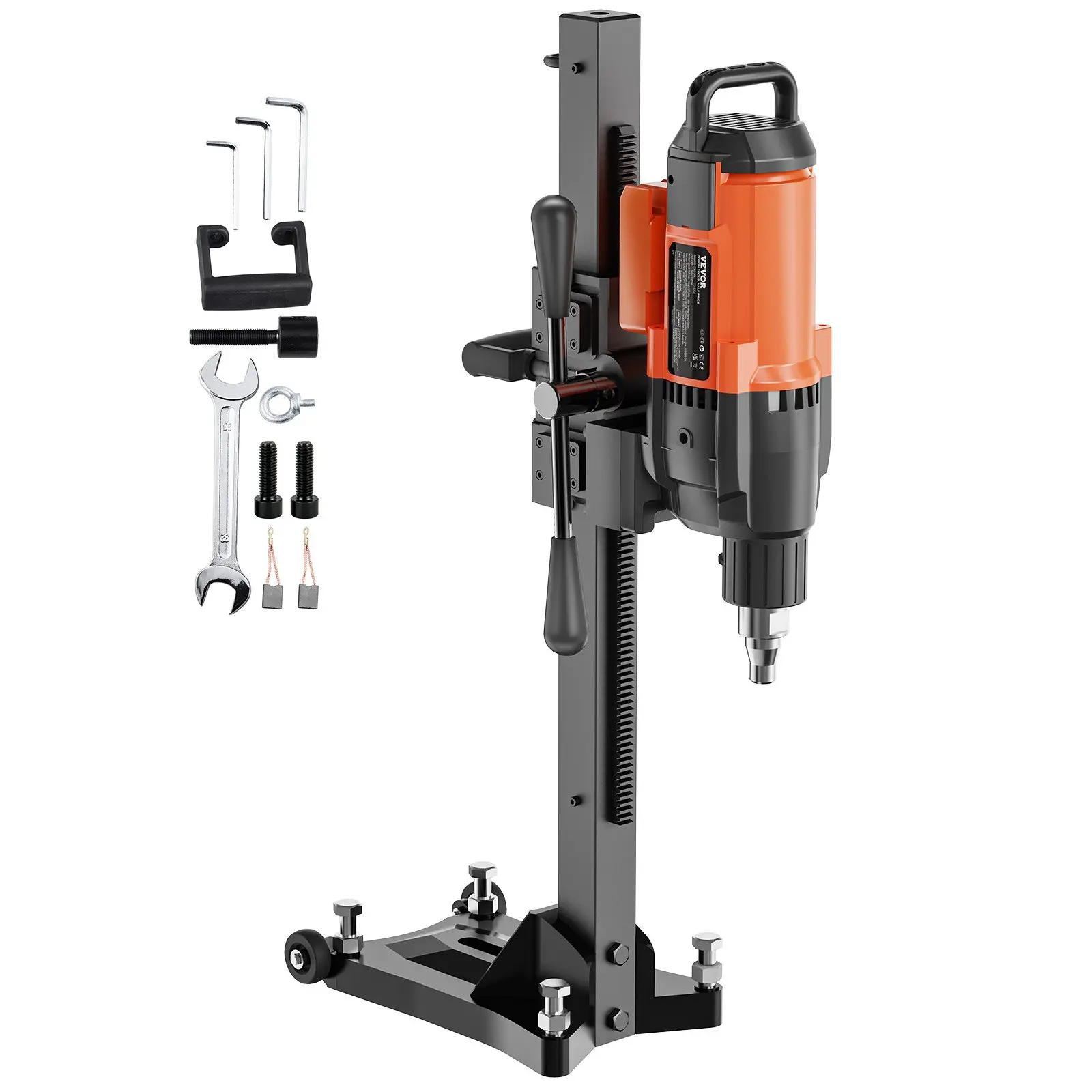 【DealsForYouDays】VEVOR Diamond Core Drilling Machine, 10in Wet Concrete Core Drill Rig with Stand Wheels, 750RPM Speed 1-1/4" Thread Lifting Handle, 10in Drilling Diameter for Concrete Brick Block Stone, 2500W